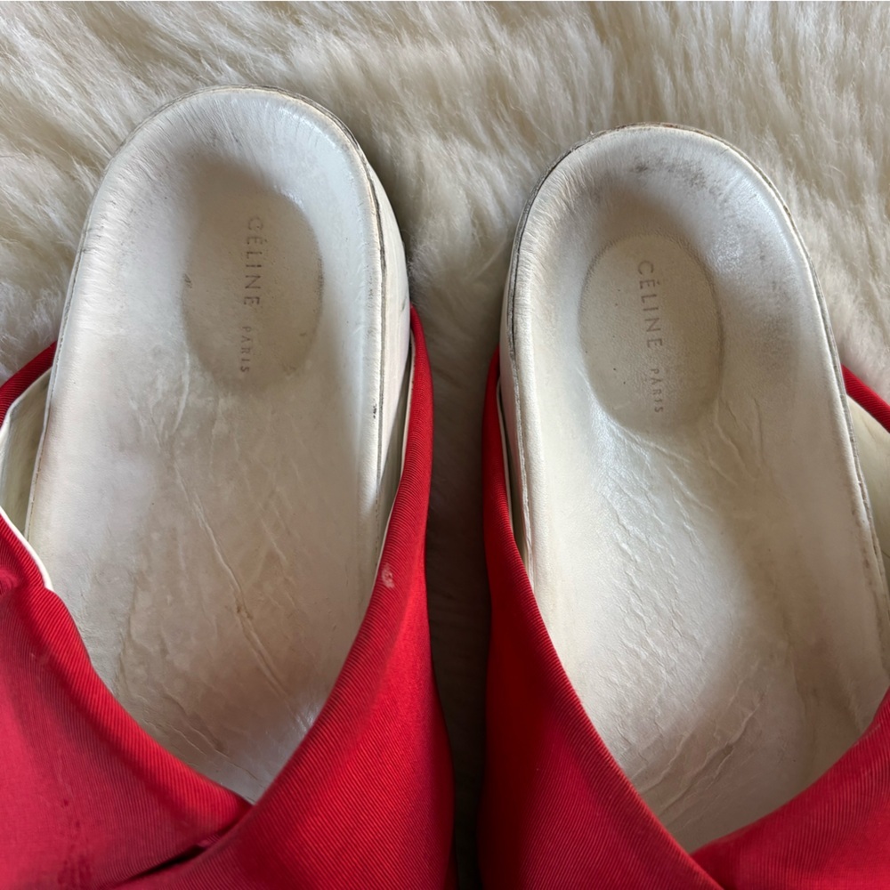 Celine Twist Phoebe Philo Leather Slide Sandals in Red - Picture 3 of 11